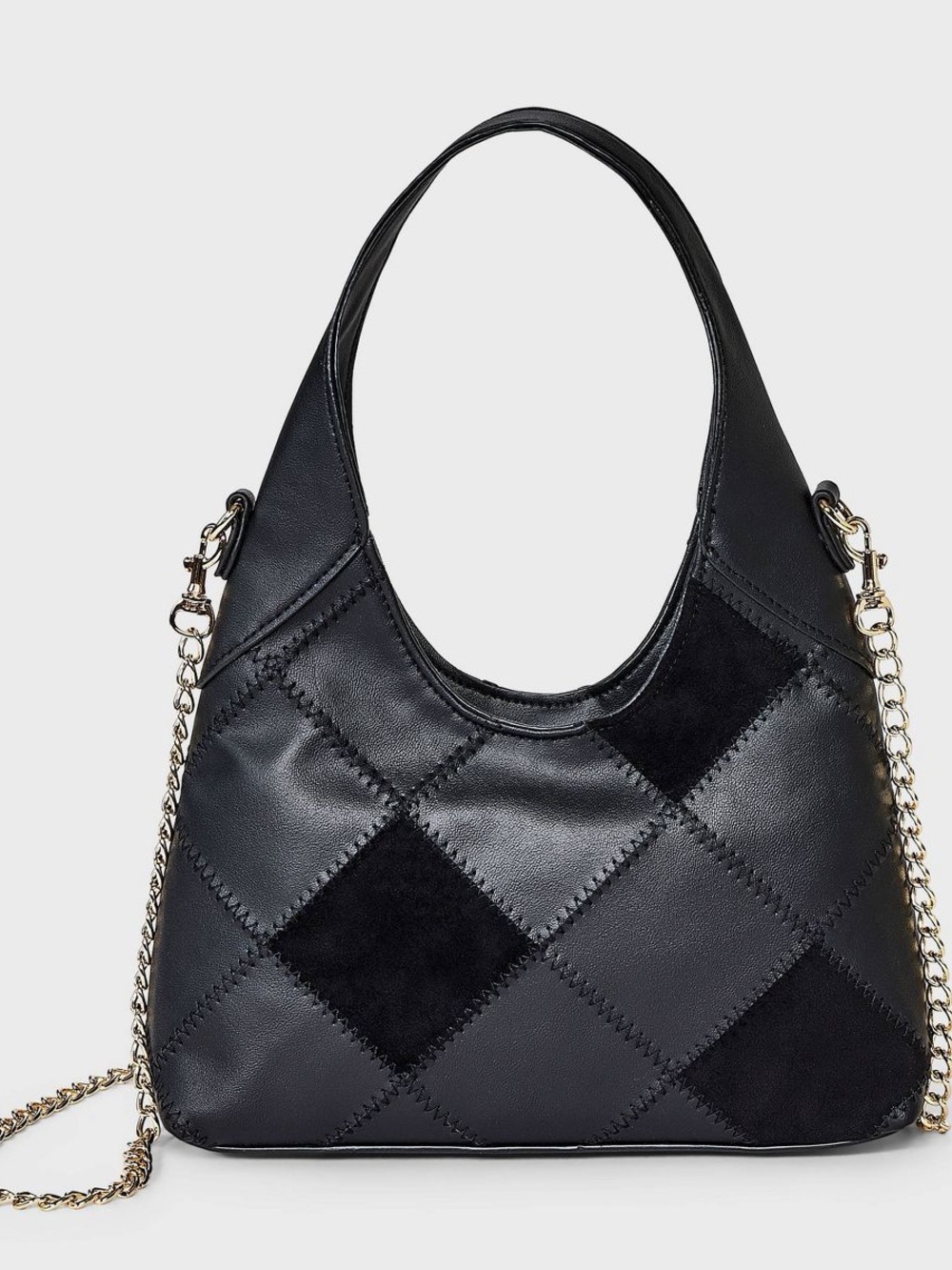 Black Suede Checkered Purse